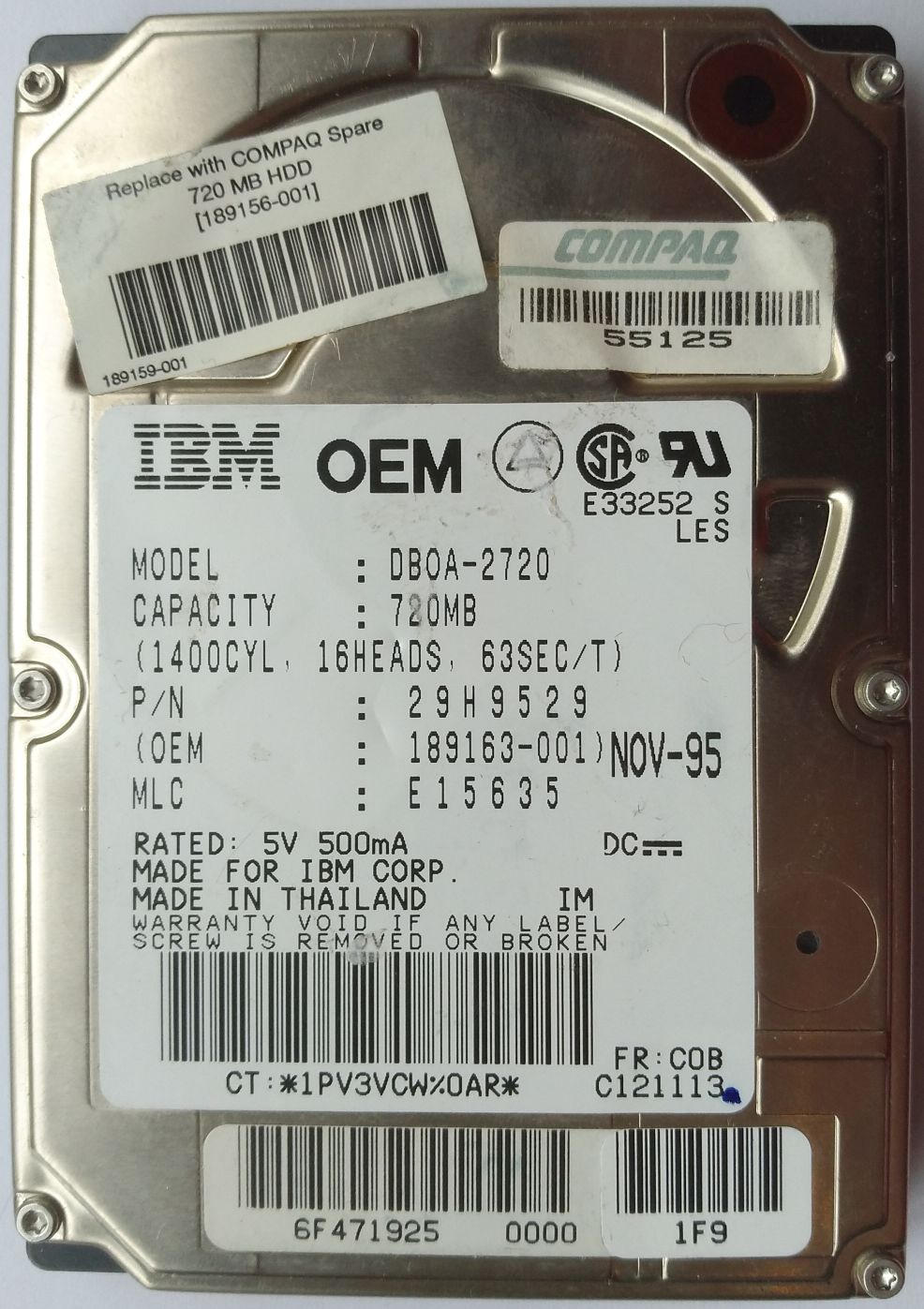 HDD PATA/33 2.5" 720MB / IBM Travels LP (DBOA-2720)